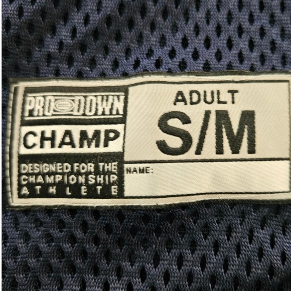 PRODOWN CHAMP Adult Football Jersey S M Navy Blue Mesh V Neck Short Sleeve - Picture 2 of 4